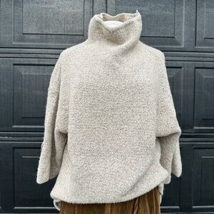 Zara Cream Cowl Neck Sweater with 3/4 Sleeves